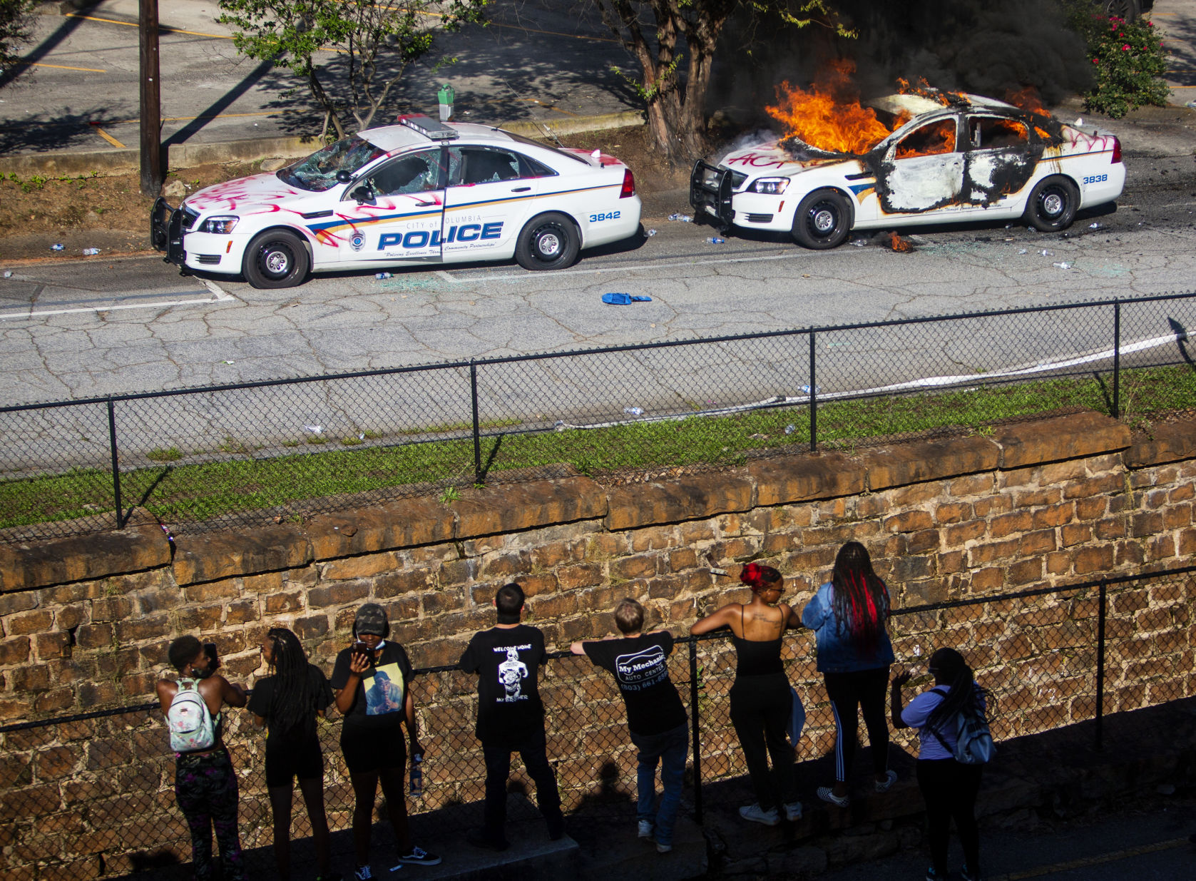 Columbia Protests - Burning car